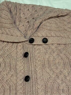 Cozy Cable-Knit Poncho Cardigan Shrug - Blush Pink